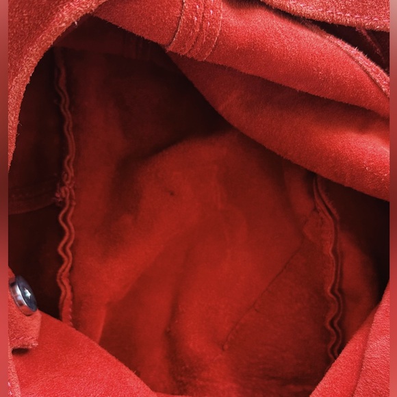 Classic Red Suede Shoulder Tote - Picture 3 of 4